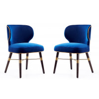Manhattan Comfort 2-DC045-BL Strine Royal Blue Velvet Dining Chair (Set of 2)